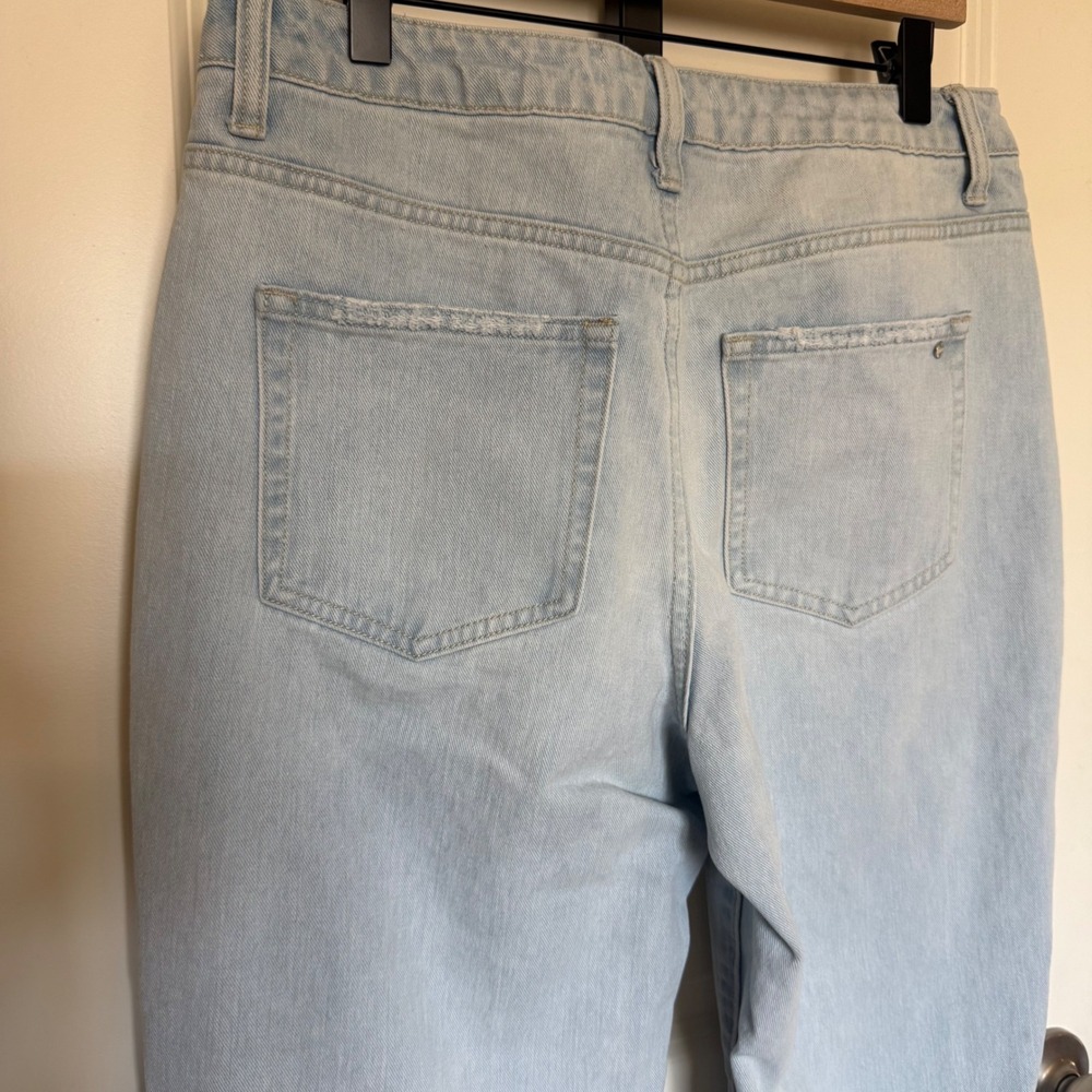 Mica Los Angeles Light Wash Distressed Straight Leg High‎ Rise Jeans Womens 29 - Picture 4 of 10